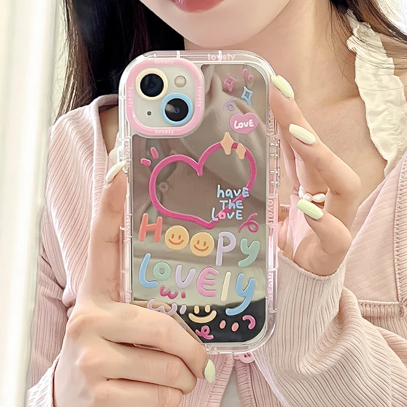 📱💖 Elevate Your Style with Lovely Girl Heart Mirror iPhone Case