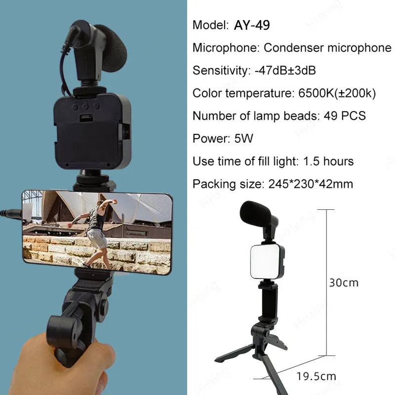 Rabbit Rich Phone Holder Photography Lighting Mobile Video Kit: Stabilizer Bracket for Versatile Recording