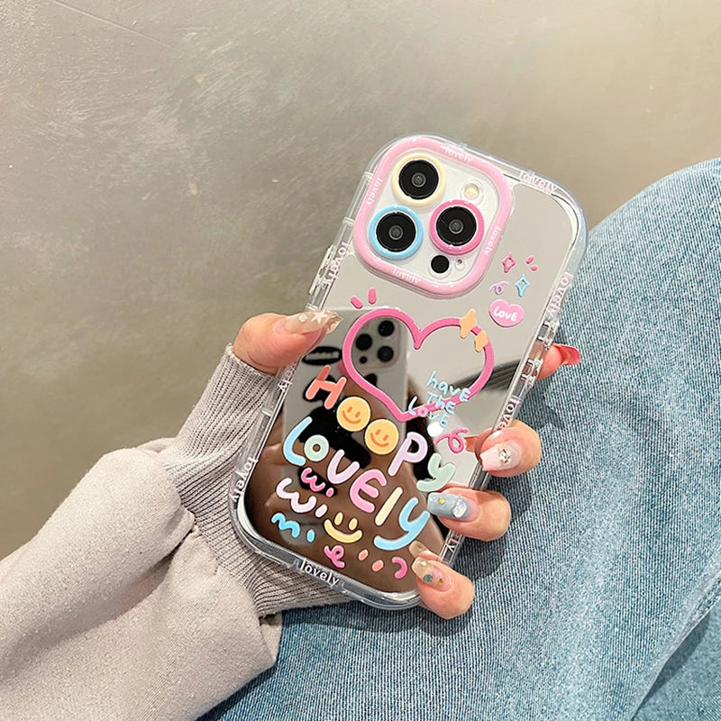 📱💖 Elevate Your Style with Lovely Girl Heart Mirror iPhone Case