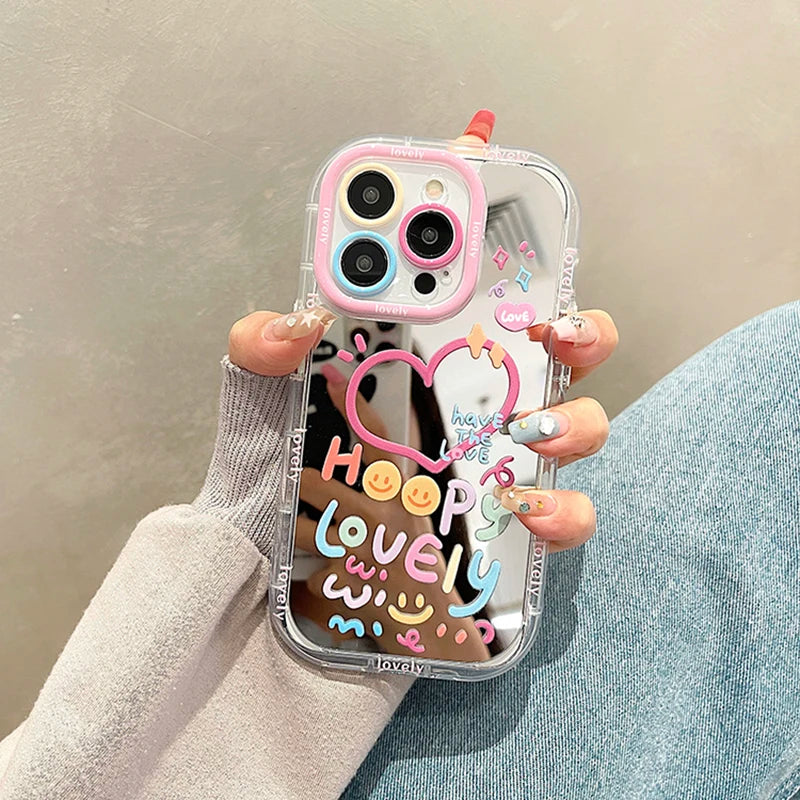 📱💖 Elevate Your Style with Lovely Girl Heart Mirror iPhone Case