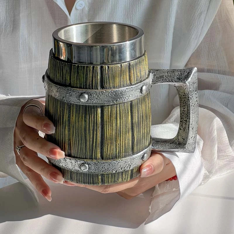 Elevate Your Drinking Experience: 2024 Viking Wood Style Beer Mug