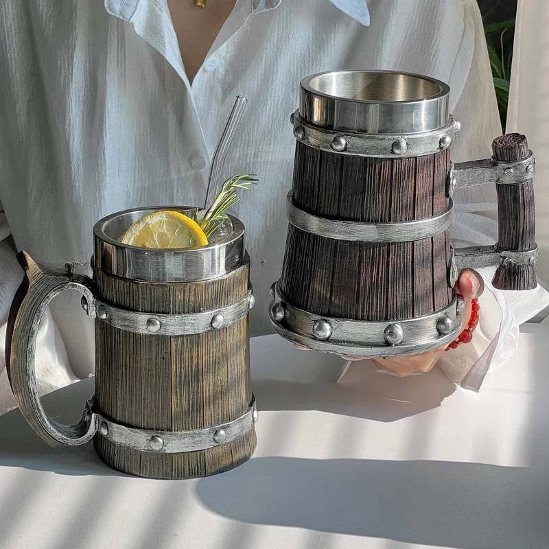 Elevate Your Drinking Experience: 2024 Viking Wood Style Beer Mug