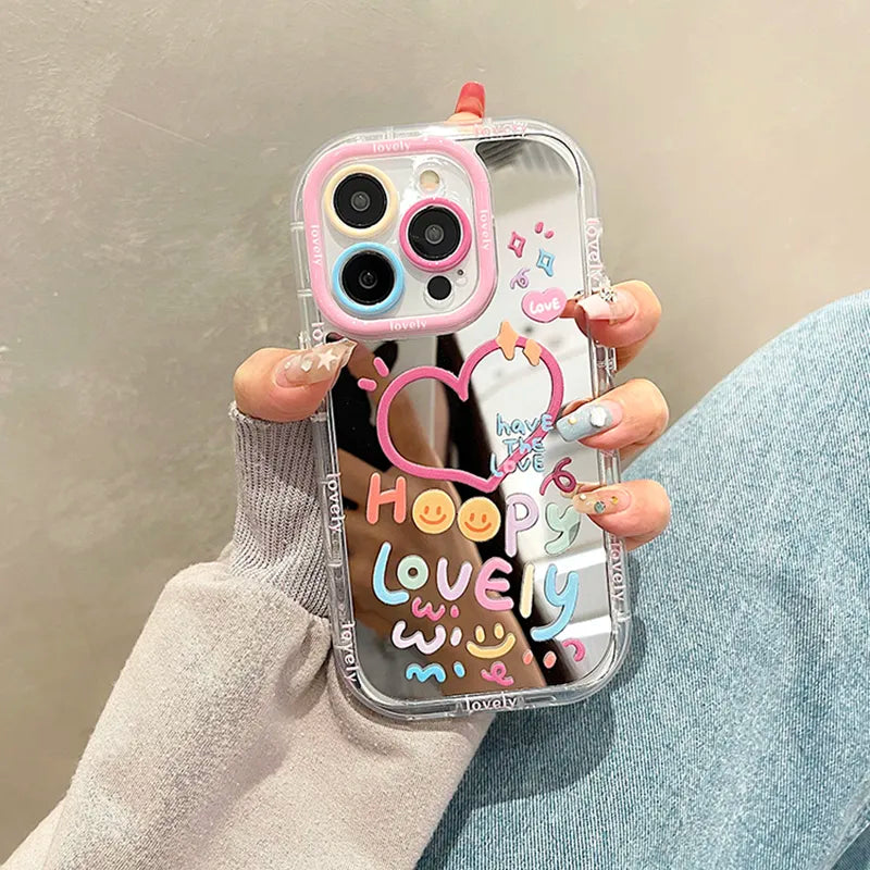 📱💖 Elevate Your Style with Lovely Girl Heart Mirror iPhone Case