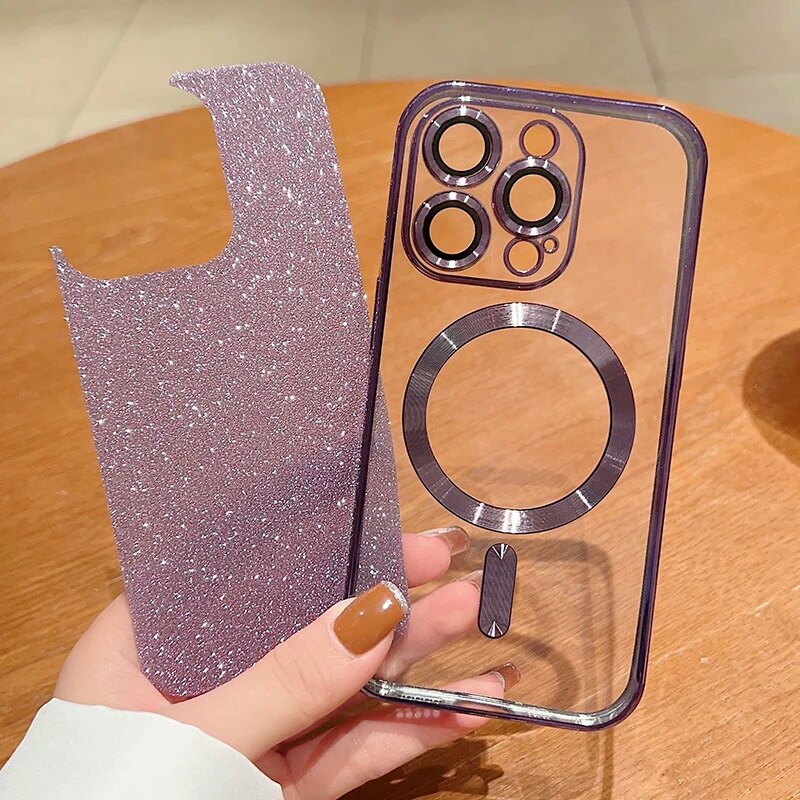 Trend-Setting Glitter Phone Case with Lens Protector for iPhone 15 - Style, Protection