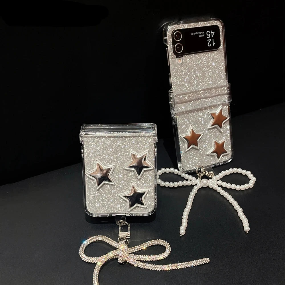 Sparkle & Secure: Glitter Silicone Case with Lanyard for Samsung Galaxy Z Flip - Ultimate Protection Meets Glamour