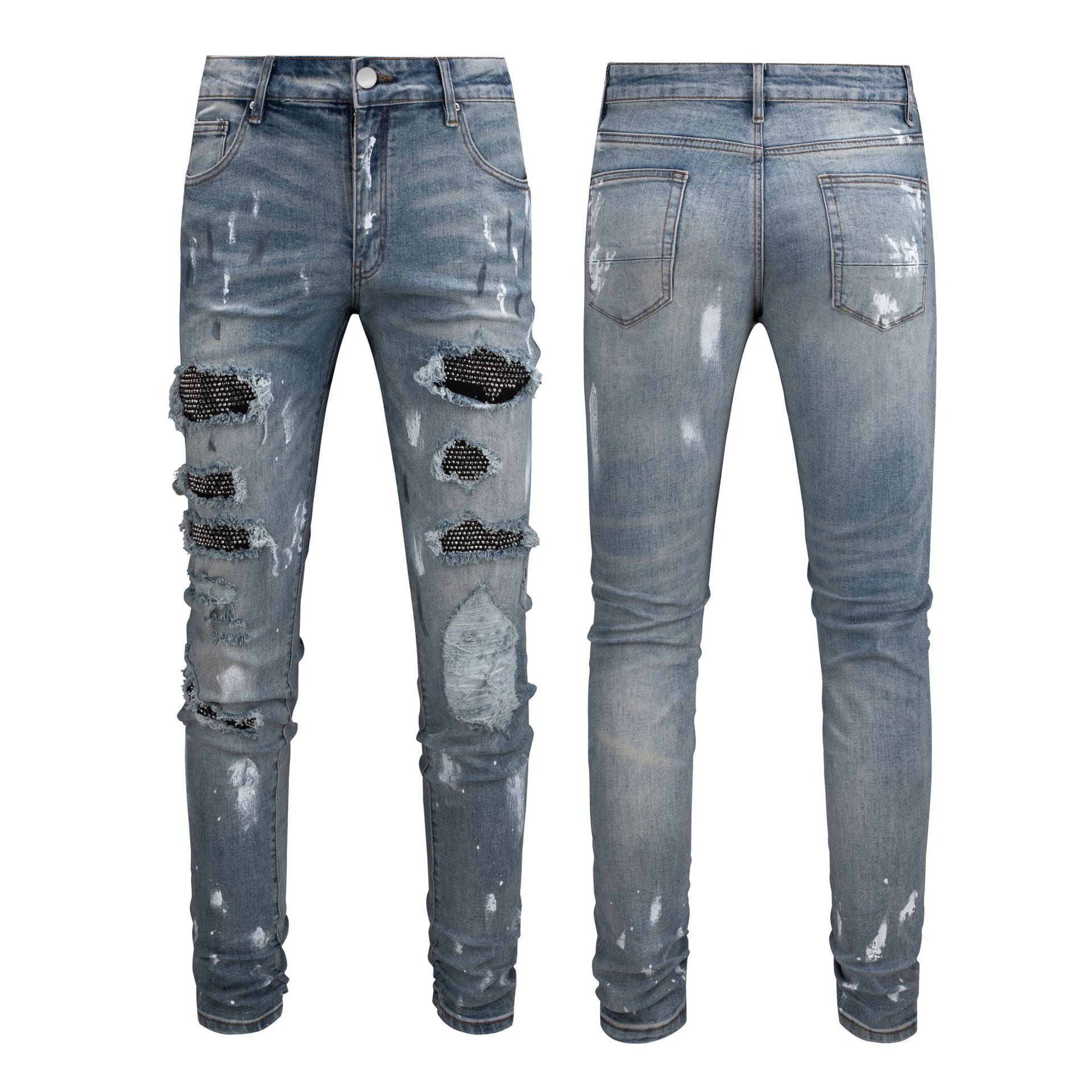 Black Patch Paint Design Jeans