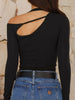 Cutout Asymmetrical Neck Long Sleeve T-Shirt