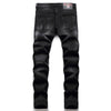 Black Slim-fit Skull Ripped High Street Jeans