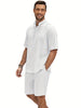 Men's 2 Pieces Linen Set Short Sleeve And Shorts Outfit