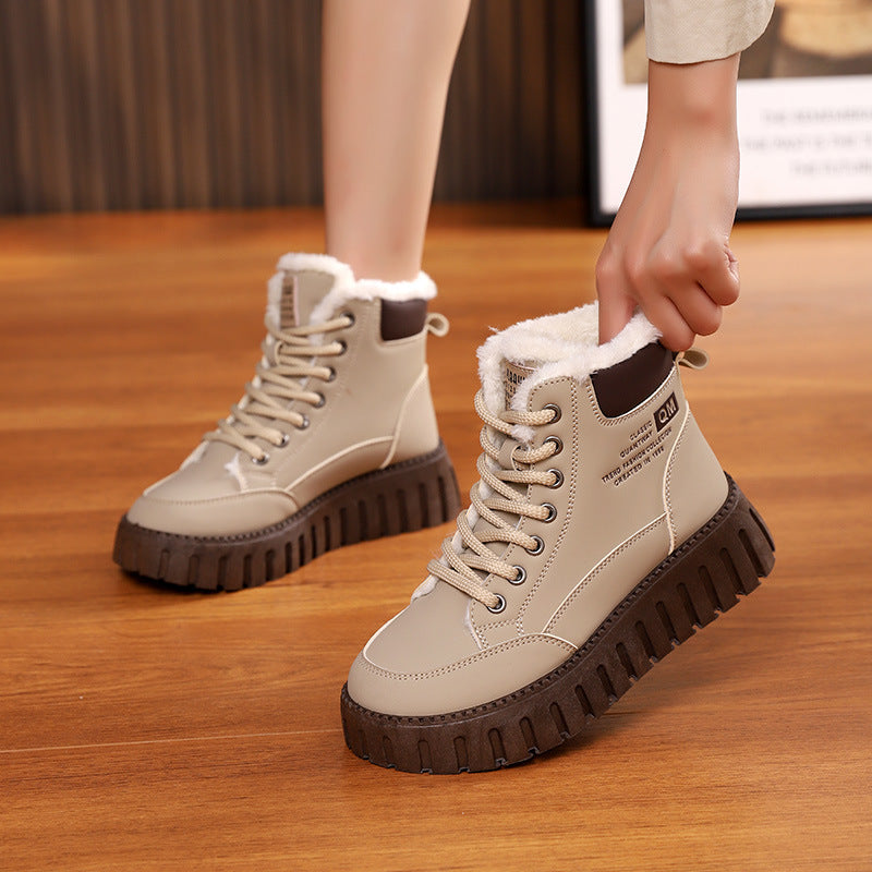 Lace-up Fleece Casual Snow Boots