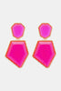 Geometrical Shape Zinc Alloy Frame Resin Dangle Earrings