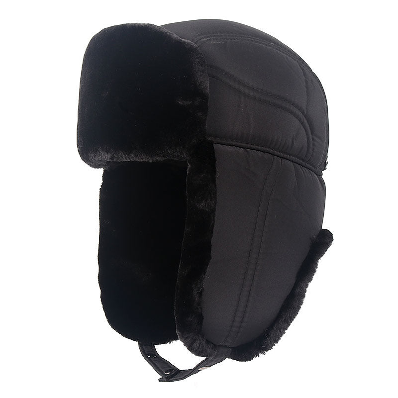 Plus Velvet Thick Warm And Windproof Lei Feng Hat Black Ear Protection