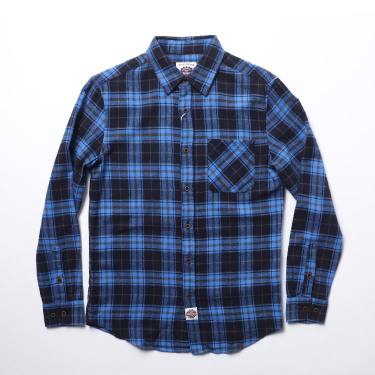 Washed Brushed Plaid Long Sleeve Shirt