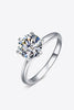 Adored 925 Sterling Silver 3 Carat Moissanite 6-Prong Ring