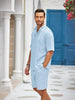 Men's 2 Pieces Linen Set Short Sleeve And Shorts Outfit