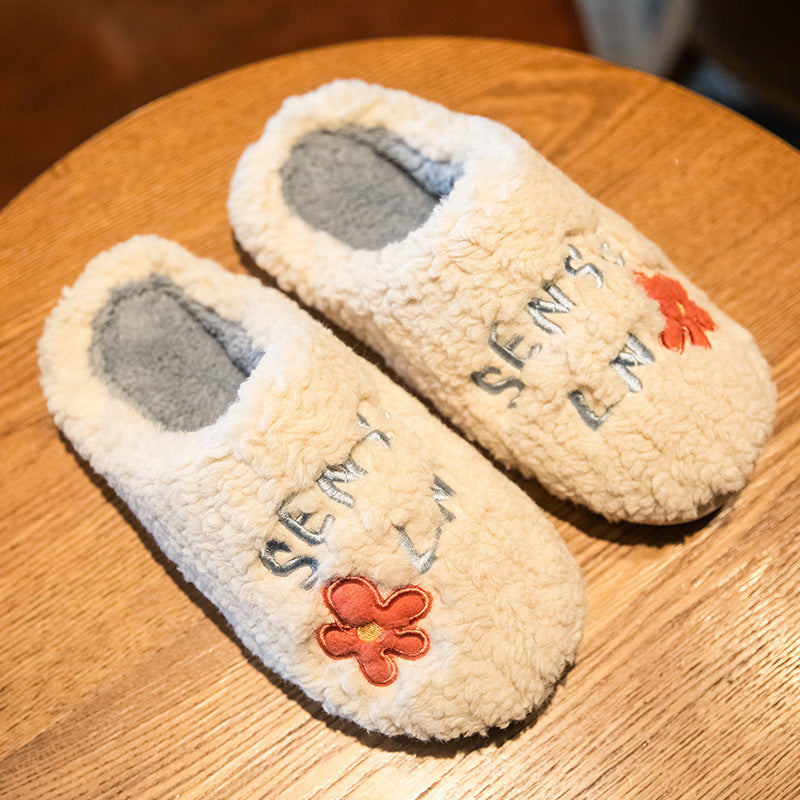 Cute Flower Fleece Slippers