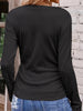 Full Size Ruched V-Neck Long Sleeve T-Shirt