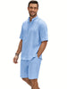 Men's 2 Pieces Linen Set Short Sleeve And Shorts Outfit