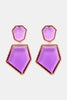 Geometrical Shape Zinc Alloy Frame Resin Dangle Earrings