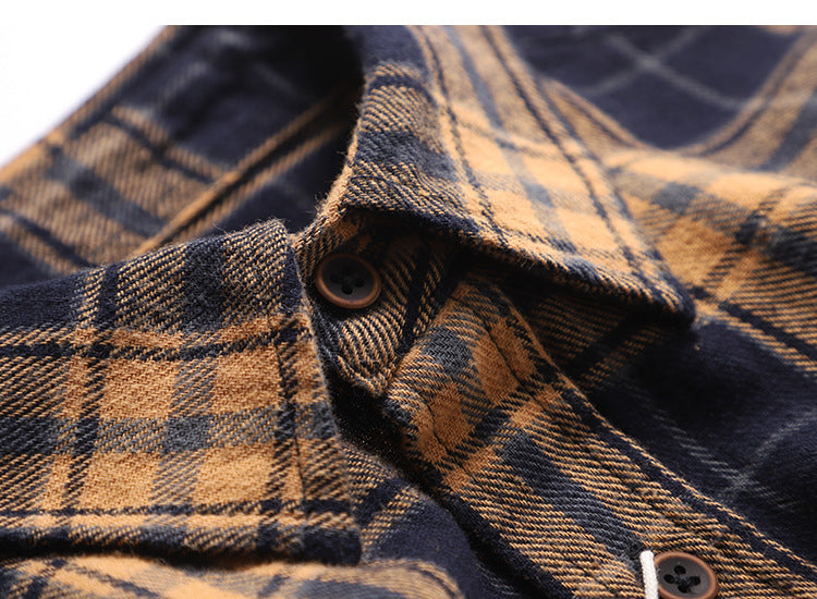 Washed Brushed Plaid Long Sleeve Shirt