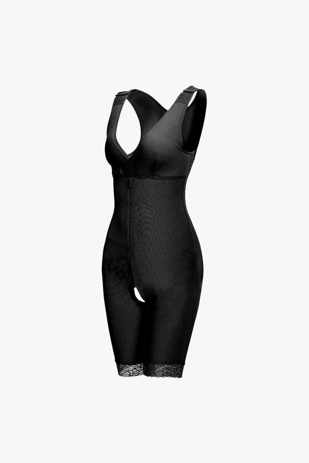 Full Size Lace Trim Shapewear with Zipper