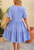 Swiss Dot Ruffled V-Neck Tiered Dress