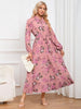 Floral Tie Front Balloon Sleeve Dress