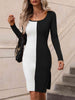 Woven Right Contrast Slit Sweater Dress