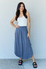 Doublju Comfort Princess Full Size High Waist Scoop Hem Maxi Skirt in Dusty Blue