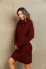 Woven Right Full Size Mixed Knit Cowl Neck Dropped Shoulder Sweater Dress