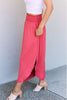 Doublju Comfort Princess Full Size High Waist Scoop Hem Maxi Skirt in Hot Pink