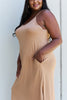 Good Energy Full Size Cami Side Slit Maxi Dress in Camel