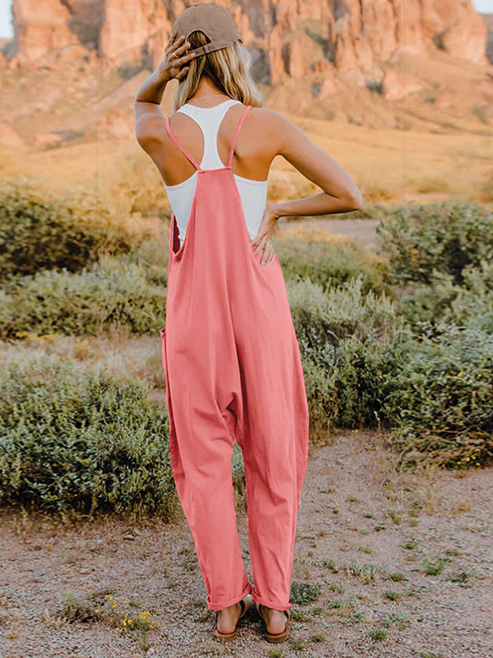 Full Size Sleeveless V-Neck Pocketed Jumpsuit