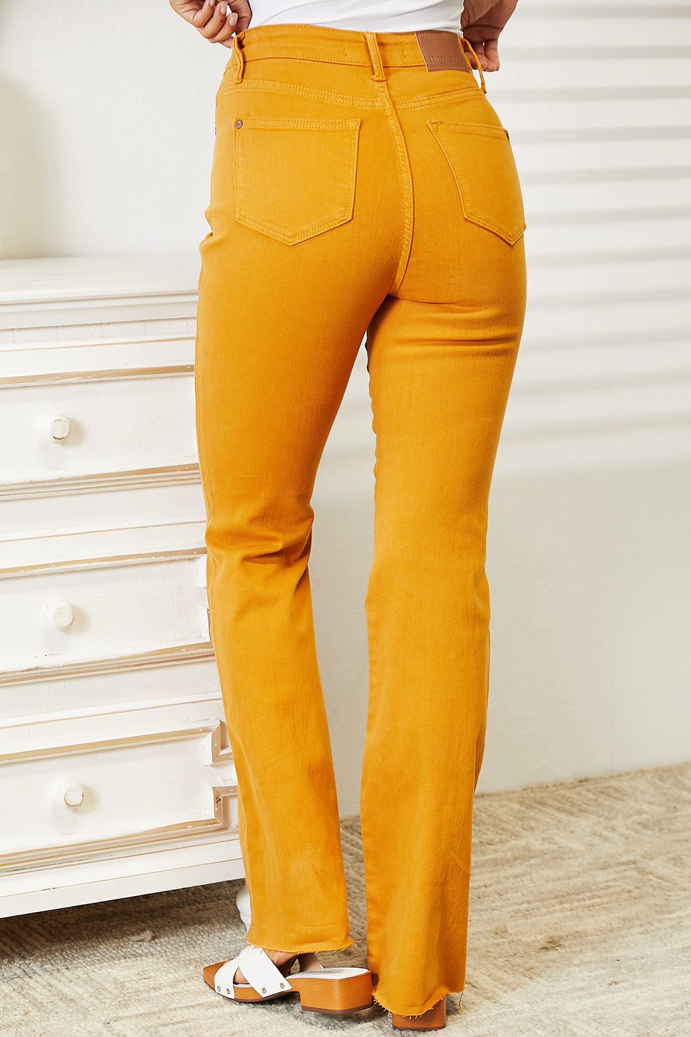 Full Size High Waist Tummy Control Garment Dyed Flare Jeans