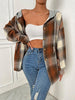 Plaid Drawstring Hooded Jacket