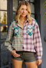 Contrast Plaid Long Sleeve Collared Neck Shirt