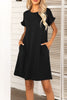 Flounce Sleeve Round Neck Dress with Pockets