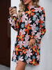 Floral Mock Neck Balloon Sleeve Dress