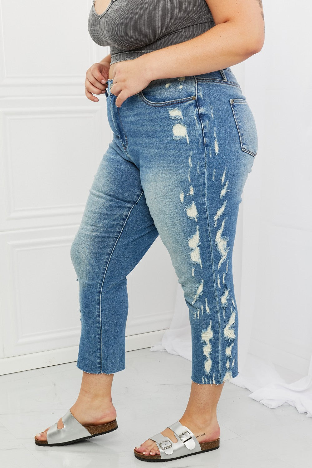 Laila Full Size Straight Leg Distressed Jeans