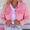 Distressed Raw Hem Dropped Shoulder Denim Jacket