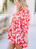 Floral Print Notched Neck Mini Dress