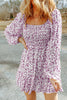 Smocked Floral Square Neck Balloon Sleeve Dress