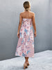 Floral Print Tie Waist Straight Neck Midi Dress