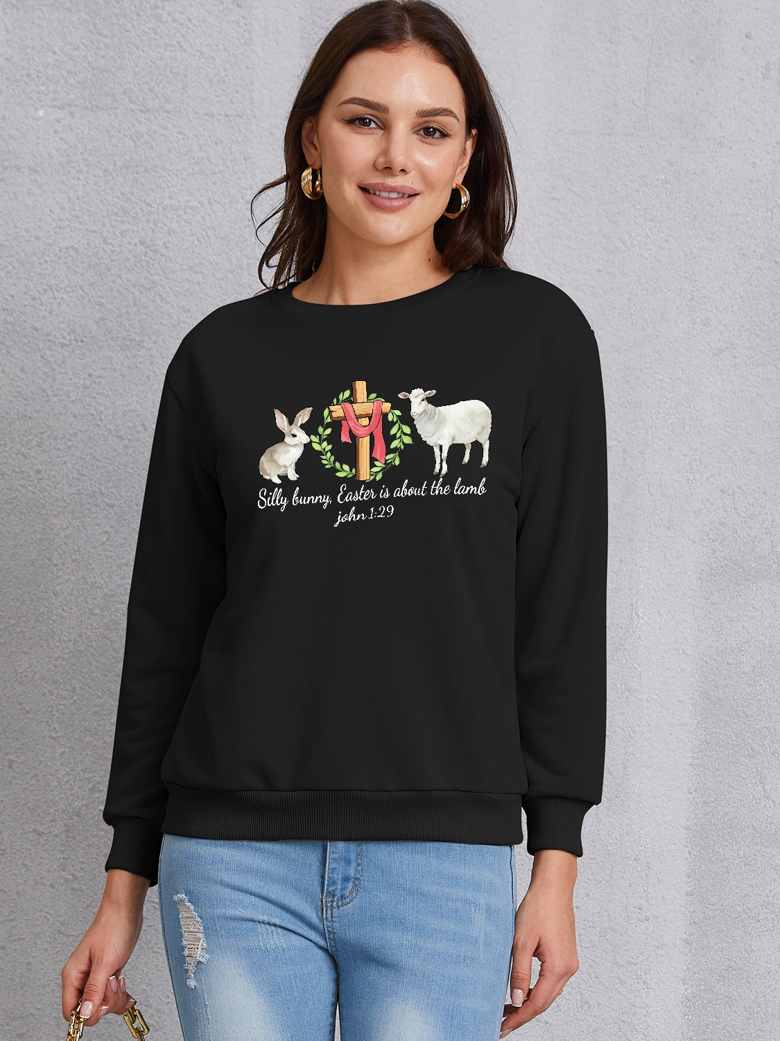 EASTER Graphic Round Neck Sweatshirt