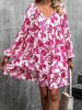 Floral V-Neck Balloon Sleeve Dress