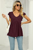 V-Neck Flutter Sleeve Babydoll Blouse