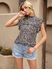 Ditsy Floral Mock Neck Cap Sleeve T-Shirt