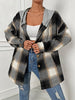 Plaid Drawstring Hooded Jacket