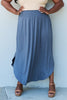 Doublju Comfort Princess Full Size High Waist Scoop Hem Maxi Skirt in Dusty Blue