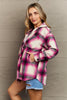 Zenana By The Fireplace Oversized Plaid Shacket in Magenta